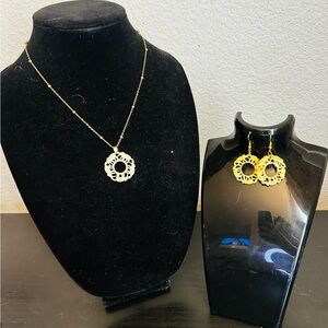 Carved Elephant Necklace and Earrings